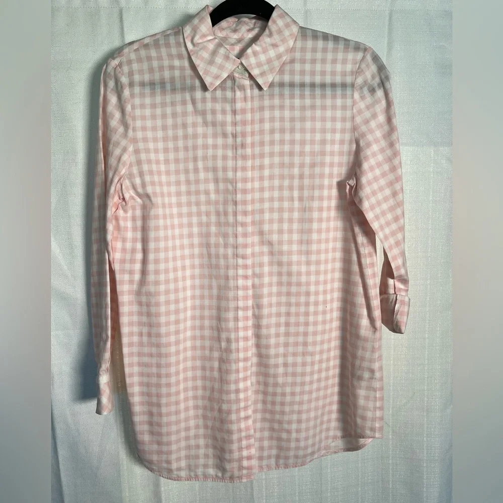Lafayette 148 New York Checkered Button Top- Small - Picture 1 of 9